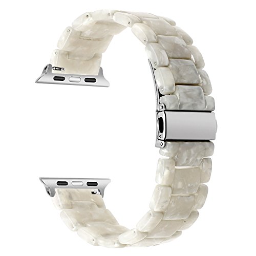 TRUMiRR Watchband Compatible for 38mm 40mm Apple Watch Women, Fashion Resin Watchband Metal Stainless Steel Buckle Strap Bracelet for iWatch SE Apple Watch Series 6 5 4 3 2 1 All Models