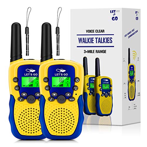 Walkie Talkies for Kids Boys Girls, Kids Walkie Talkies Long Range Walkie Talkies for Kids Popular Hottest Outdoor Toys for 3-12 Year Old Boys Kids Best Gifts for Boys Yellow Blue OWUSDD09