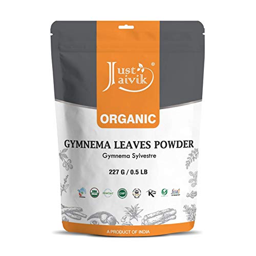 100% Organic Gymnema Leaf Powder (0.5 lb / 227g / 08 oz) by Just Jaivik | Raw, Gluten-Free & Non-GMO - Certified Organic Under NPOP and NOP Standards