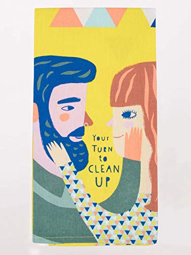 Blue Q Dish Towel, Your Turn to Clean Up. 100% Cotton, Funny and Functional, Screen-Printed in Rich Vibrant Colors, Measures 28"h x 21"w