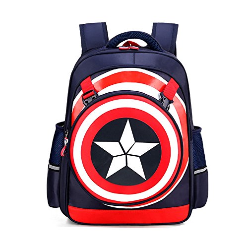Kids Backpack,Captain America Waterproof Comic School Bag for Boys(Dark Blue)