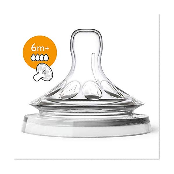 Philips Avent SCF044/27 Lot de 2 tétines Natural débit rapide 4 trous - 6 Mois+