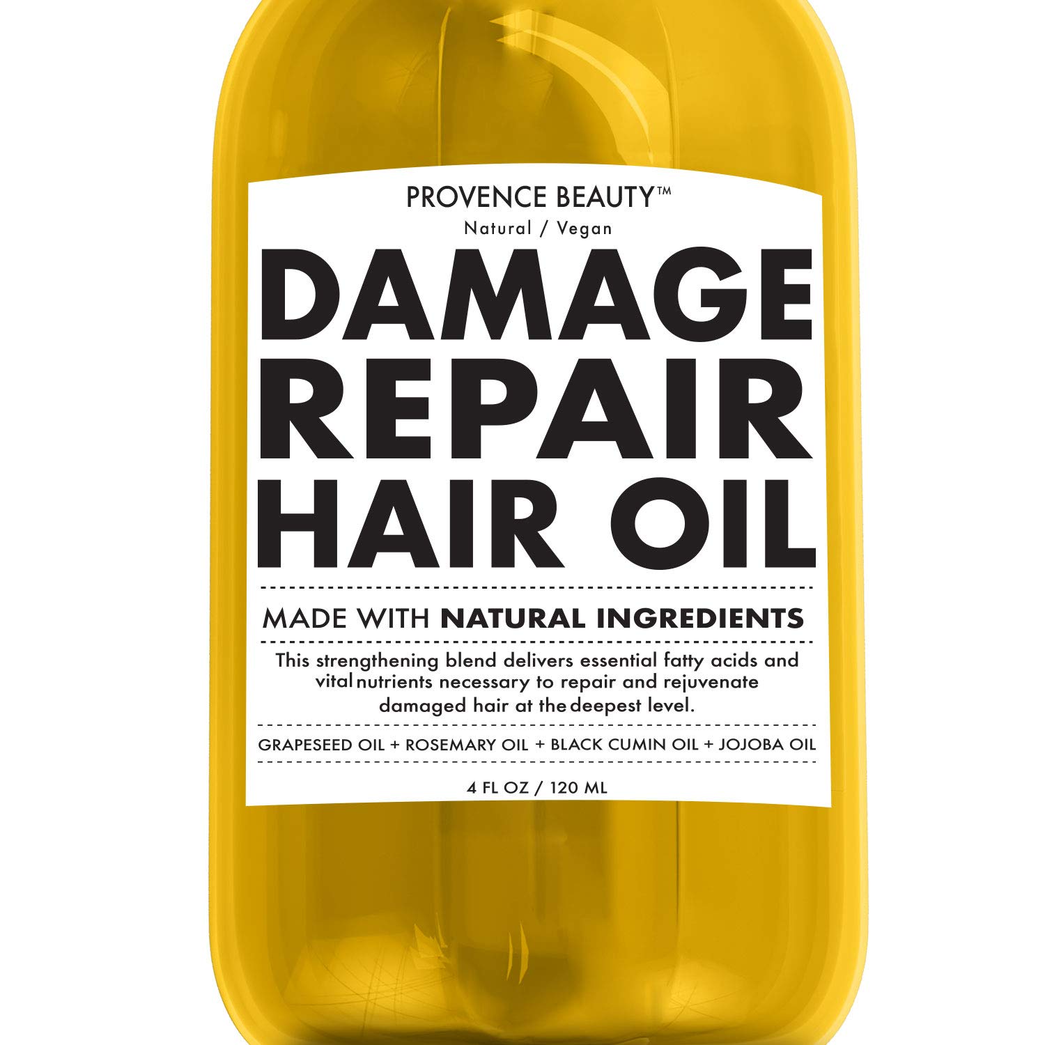 Provence Beauty Repairing Hair Treatment Oil - Grapeseed, Rosemary, Black Cumin and Jojoba Oil - Restores Shine and Volume For Dry or Damaged Hair, Stimulates Hair Growth - 4 Fl Oz Hair Repair Oil