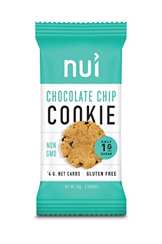 Book Cover Keto Cookies, Low Carb Snacks: Chocolate Chip Cookies by Nui - 4g Net Carbs, 8 Pack (16 cookies)