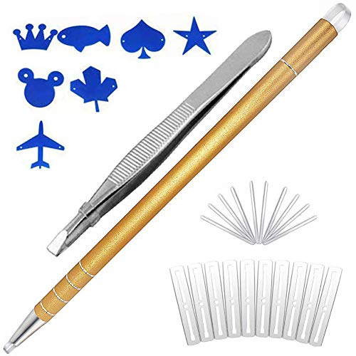 Professional Barber Hair Eyebrow Tattoo Razor Pen For Men & Women – Best Hair Cutting Device For Hair Art Design (Engraving Pen + 20 Stainless Steel Blades + Tweezers) Magic Haircut Razor Point Kit