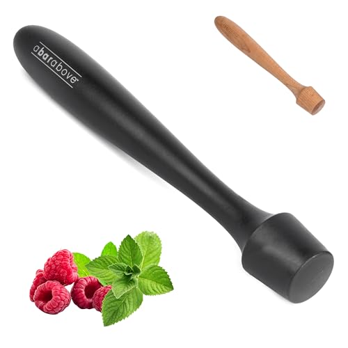A Bar Above Black Muddler for Cocktails – 12-Inch-Long Cocktail Muddler Perfect for Crushing Fruit, Pressing Mint & Sugar Cubes – Mint Muddler for Mojitos – Essential Bar Tools for Bartender Set