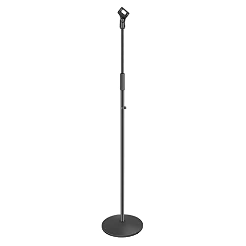 Neewer Compact Base Microphone Floor Stand with Mic Holder Adjustable Height from 39.9 to 70 inches Durable Iron-Made Stand with Solid Round Base Detachable for Easy Transport(Black)