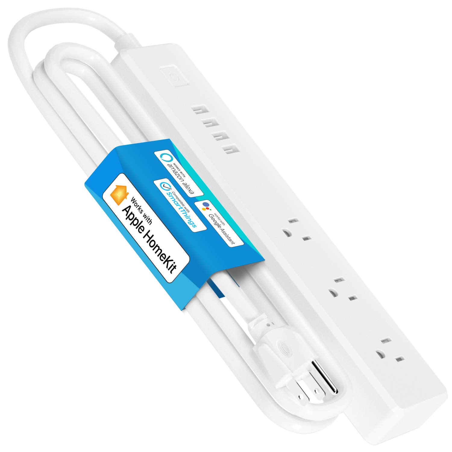 Book Cover Meross Smart Power Strip Compatible with Apple HomeKit, Siri, Alexa & Google Home, WiFi Surge Protector with 3 AC Outlets, 4 USB Ports & 6ft Extension Cord, Voice and Remote Control White HomeKit 3 Smart Outlets