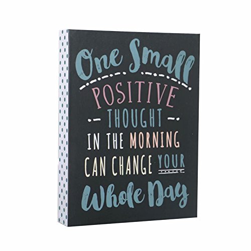 SANY DAYO HOME Desktop 6 x 8 inches Wood Box Signs with Inspirational Saying for Desk and Wall Decor - One Small Positive Thought in The Morning Can Change Your Whole Day