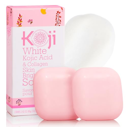 Kojic Acid & Collagen Skin Lightening Soap (80g / 2 Bars) â€“ Natural Skin Brightening For Even Complexion â€“ Moisturizes, Reduces Acne Scars & Wrinkles, Fades Dark Or Red Spots & Freckles