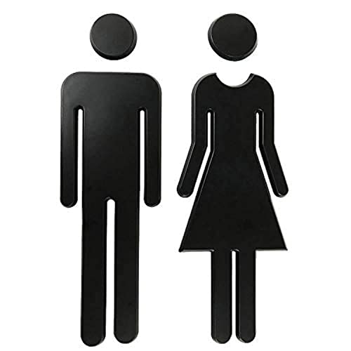RJWKAZ 7.8" Premium Bathroom Sign Acrylic Adhesive Backed Men's and Women's Toilet Sign (Black)