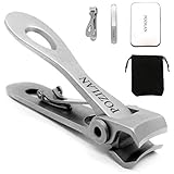 POZILAN Nail Clippers Set with File Fingernail & Toenail Clipper for Men Women & Kids- Professional Wide Jaw Opening Stainless Steel Sharp Sturdy Trimmer Fake Thick Toe Nail Cutter Tool Kit