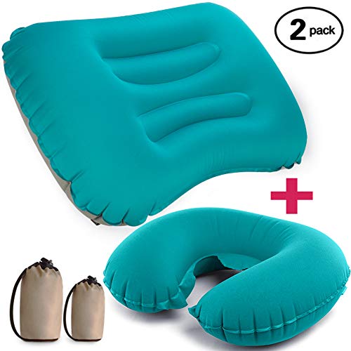 OLUNNA Camping Pillow Inflatable Travel with Neck Pillow U-Shaped, Ultralight Hiking Pillow Compressible, Compact, Comfortable, Ergonomic Pillow Camping, Backpacking, Airplanes Road Trips