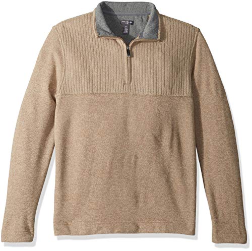 Van Heusen Men's Flex Long Sleeve 1/4 Zip Texture Block Soft Sweater Fleece