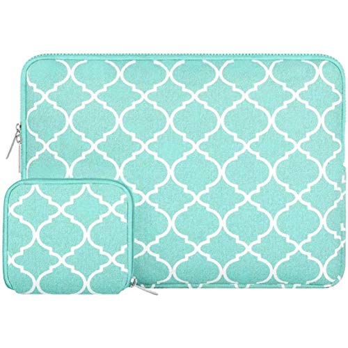 MOSISO Laptop Sleeve for 13 Inch New MacBook Pro Touch Bar A1706 & A1708 2017/2016, Surface Pro 2017, Surface Pro 4/3, Dell XPS 13, Quatrefoil Canvas Laptop Bag Cover with Small Case, Hot Blue