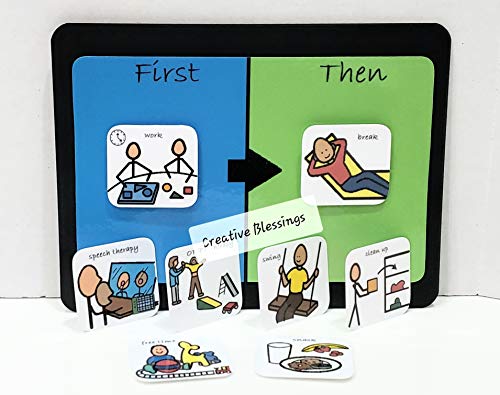 creativeblessingsvisuals.com Autism First Then Board with 8 Colorful PEC Pictures