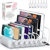 USB Charging Dock - 6-Port Universal Charging Station for Multiple Devices - Multi Device Charger Station - Compatible with Apple, iPad, iPhone, and Android Cell Phones and Tablets