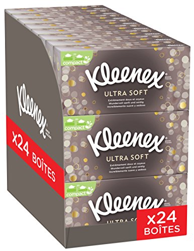 Kleenex Ultrasoft - Boites de Mouchoirs en Papier Ultra Doux - Sensation de soie - Pack de 24