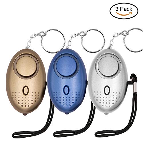 Book Cover Safe Sound Personal Alarm, KOSIN 3 Pack 145DB Personal Security Alarm Keychain with LED Lights, Emergency Safety Alarm for Women, Men, Children, Elderly