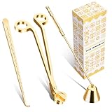 calary Candle Wick Trimmer, Candle Snuffer and Wick Dipper & Candle Accessory Set, 3 in 1 Candle Care Kit for Candle Lover (Gold)