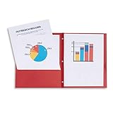 Blue Summit Supplies 25 Two Pocket Folders with Prongs, Designed for Office and Classroom Use, Red, 25 Pack Colored 2 Pocket 3 Prong Folders