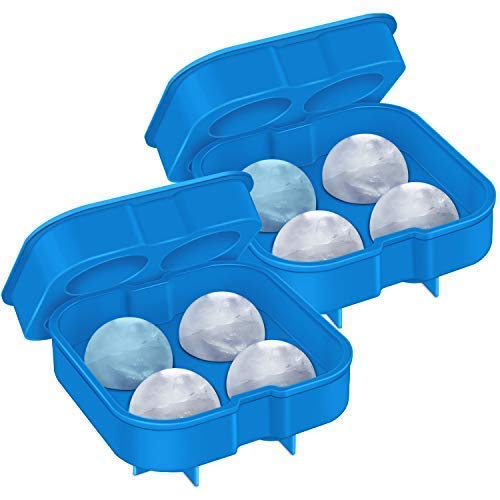 Beenwoon Silicone Ice Ball Maker - Food-Grade Silicone Ice Cube Mold, 2 Pack (4 x 1.7 inch Balls Each)