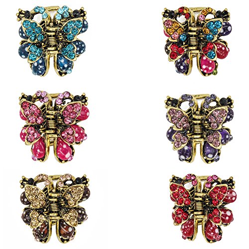 Book Cover Yeshan Rhinestone and Crystal Small Bronze color Jaw Claw Hair Clip,Barrettes for Women