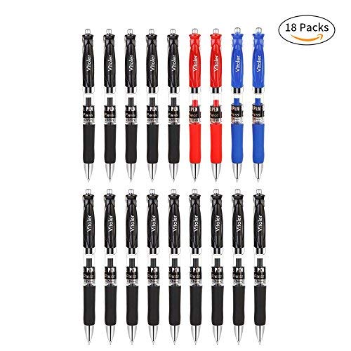 VITOLER Retractable Ballpoint Pen Fine Point Assorted Colors Ink Pens, 0.7mm Tips with Comfort Grip (18-Pack)