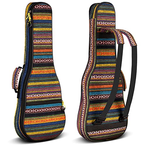 CAHAYA Ukulele Bag Concert Ukulele Case 23 Inch Soft 0.35 Inch Thick Cotton Padded With Adjustable Straps (23 Inch) Concert Size (23 inch) Retro