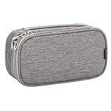 Relavel Double Layer Small Makeup Brush Bag, Travel Storage Cosmetic Makeup Bag, Small and Light, the Best Gift for Girlfriend, with Detachable Partition(Gray)