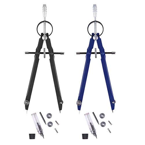2 Pack Geometry Compass, Esee Math Compass, Spring Bow Compass, Drafting and Drawing Compass, 6 Inch Compass with Spare Leads and Screws