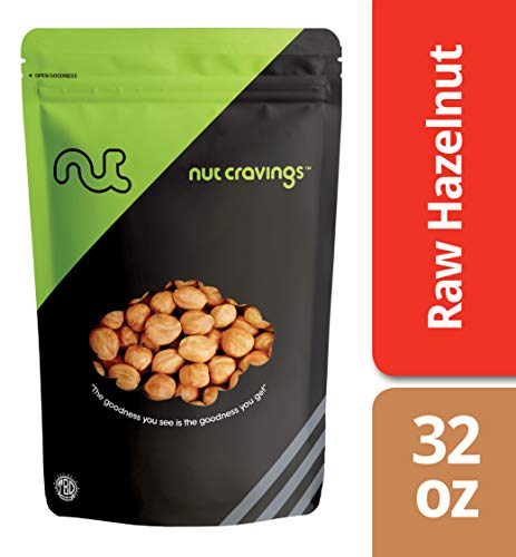 Book Cover Nut Cravings - Raw Hazelnuts With Skin (2 Pounds) - Gourmet Resealable Pack of Shelled Filberts - 32 Ounce