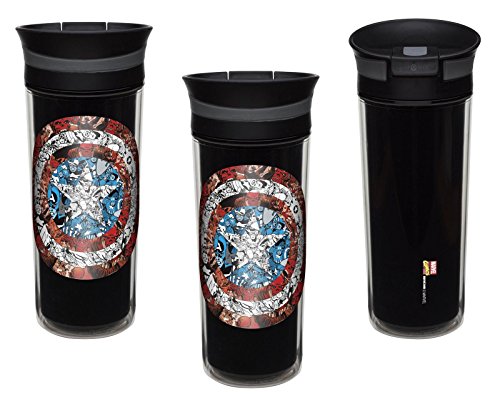 Zak Designs 3-Pack Marvel Classic Captain America Comics 16oz Leak-Proof Slide Lid Insulated Travel Tumbler Mugs, 3 Count (Pack of 1)