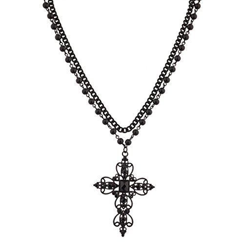 Lux Accessories Rosary Elegant Fancy Beaded Cross Necklace
