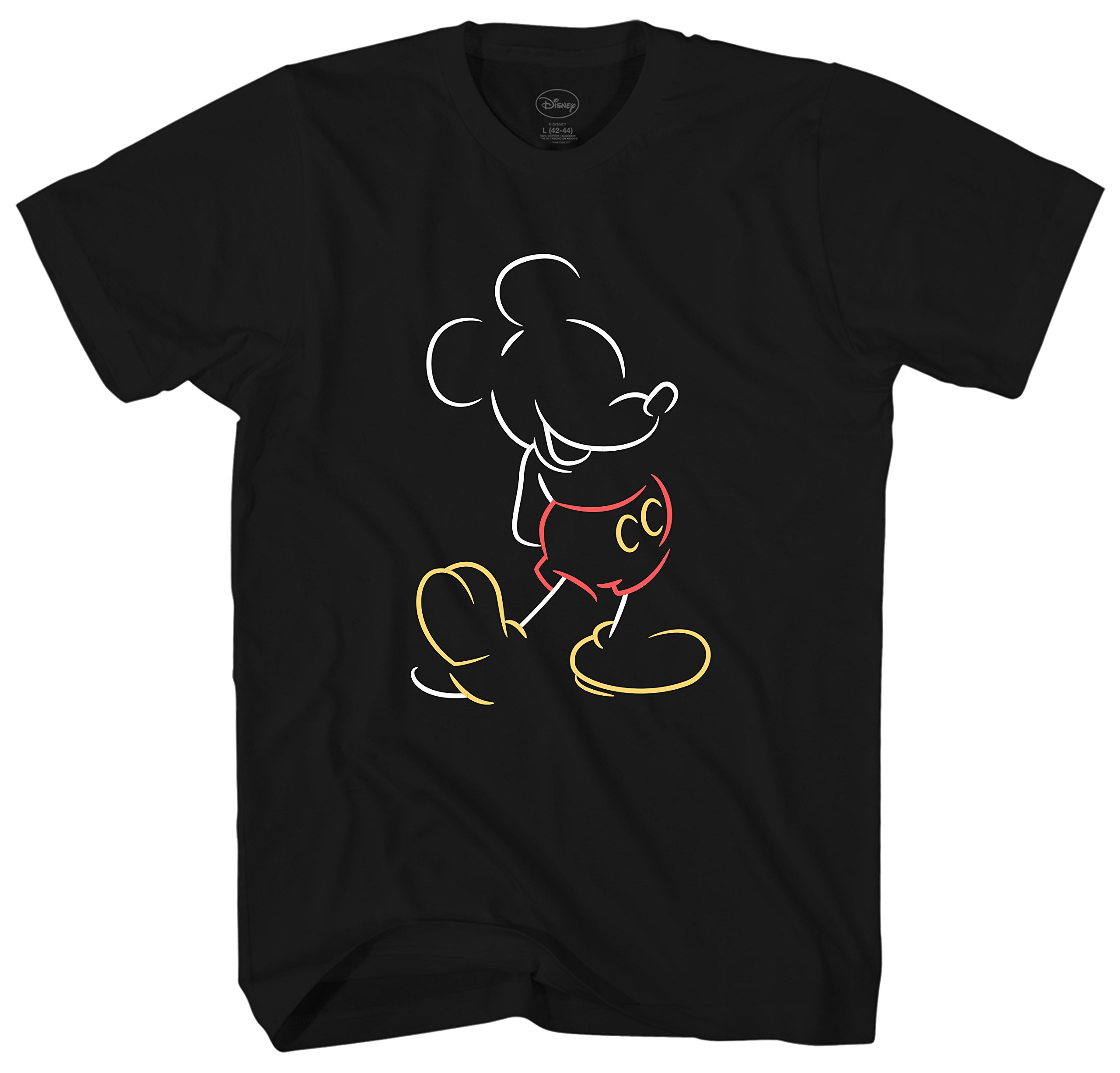 Disney Mickey Mouse Line Pop Men's Adult Graphic Tee T-Shirt Black Large