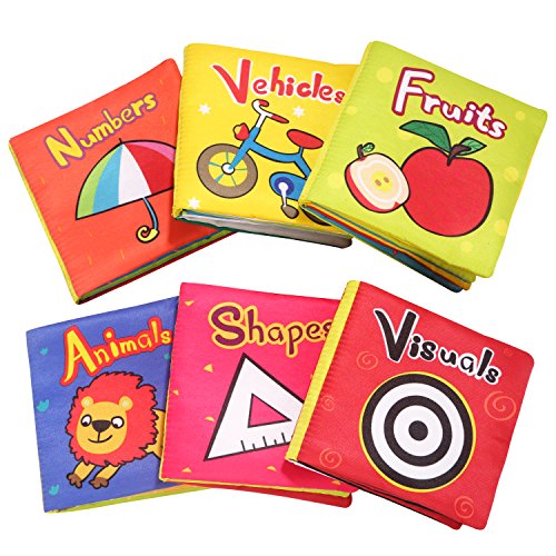 TOP BRIGHT Soft Cloth Books for Babies, Baby Toys 6 to 12 Months Girls, Crinkle Books for Infants 1 Year Old (Pack of 6)