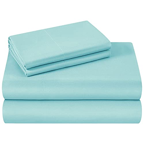 Book Cover HOMEIDEAS Bed Sheets Set Extra Soft Brushed Microfiber 1800 Bedding Sheets - Deep Pocket, Wrinkle & Fade Free - 4 Piece(Queen,Aqua Blue)