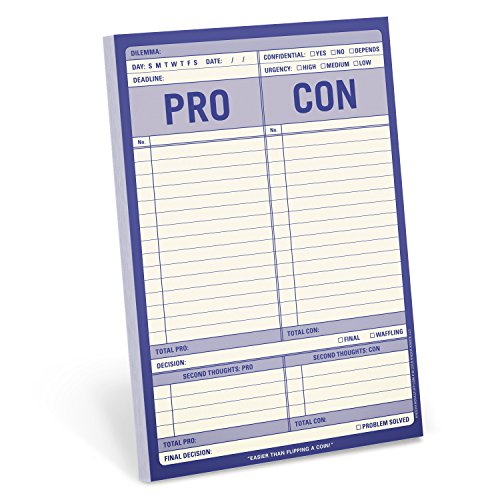 Book Cover Knock Knock Pro / Con Checklist Note Pad, 6 x 9-inches