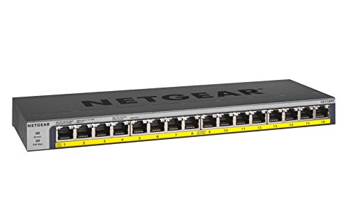Book Cover NETGEAR 16-Port Gigabit Ethernet Unmanaged PoE Switch (GS116PP) - with 16 x PoE+ @ 183W, Desktop, Wall Mount or Rackmount, and Limited Lifetime Protection