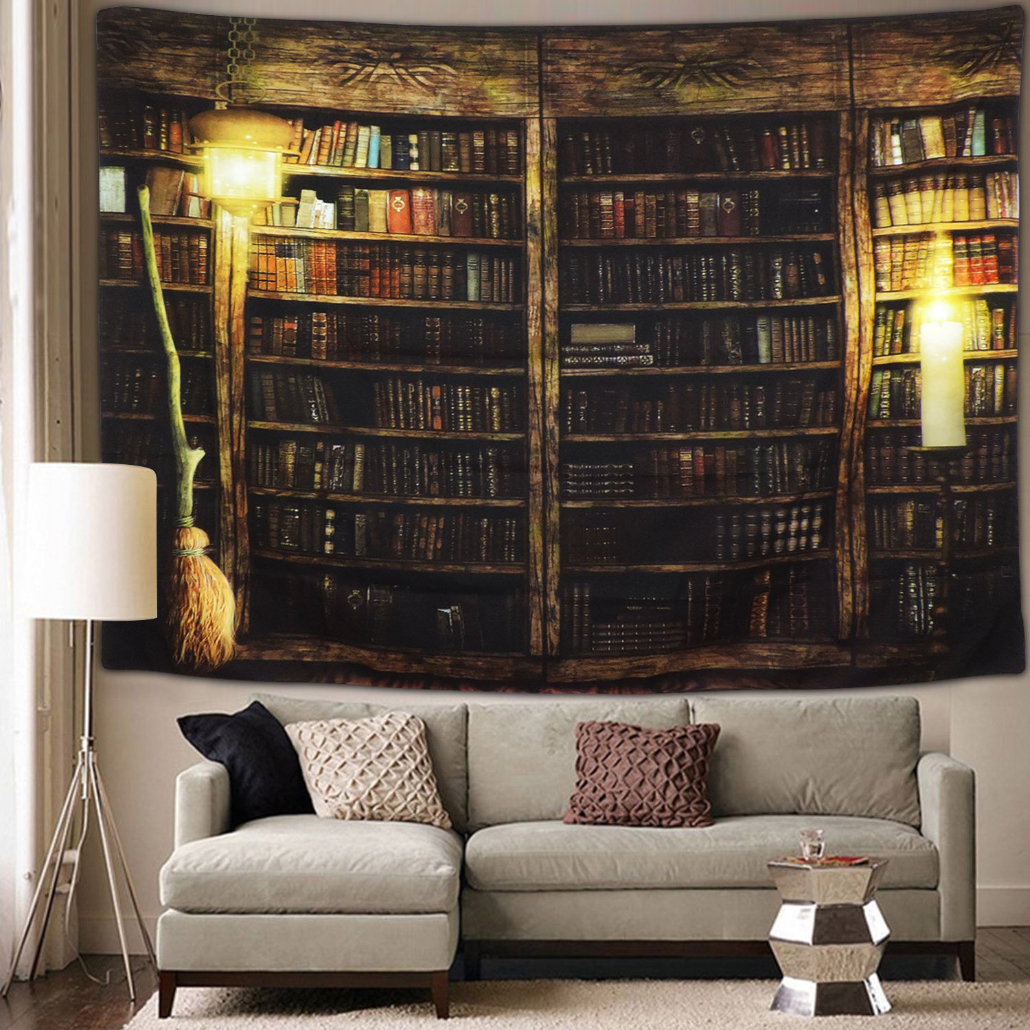 Book Cover Sunm Boutique Vintage Library Bookshelf Tapestry Wall Hanging Study Room Picture Art Print Tapestry Retro Bookshelf Wall Art Bohemian Hippie Wall Tapestries for Bedroom College Dorm Decor