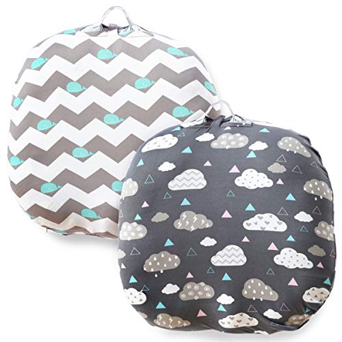 Book Cover COSMOPLUS Stretchy Newborn Lounger Cover -2 Pack Removable Slipcover,Super Soft Snug Fitted,Whale & Clouds