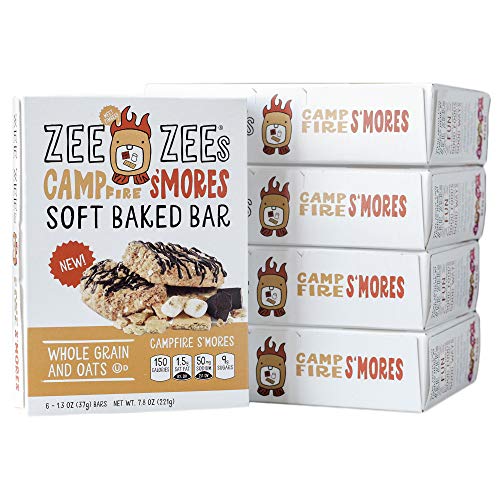 Zee Zees Campfire S'mores Soft Baked Snack Bars, Nut-Free, Whole Grain, Naturally Flavored, 1.3 oz Bars, 30 pack