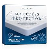 Cosy House Collection Twin Extra Long (XL) Luxury Bamboo Hypoallergenic Waterproof Mattress Protector - Breathable Noiseless Fitted Bed Cover Stays Cool - Protection Against Stains, Fluids, Dust Mites