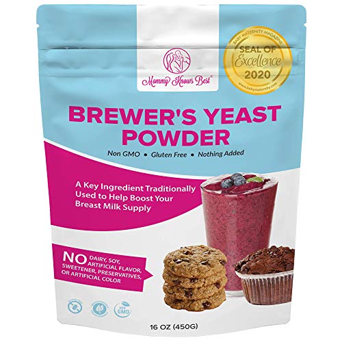 Book Cover Brewers Yeast Powder for Lactation - Mommy Knows Best Brewer's Yeast for Breastfeeding Mothers - Mild Nutty Flavored Unsweetened and Debittered - 1 lb
