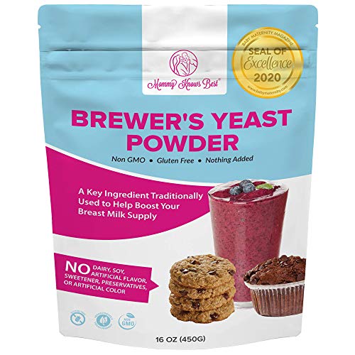 Brewers Yeast Powder for Lactation - Mommy Knows Best Brewer's Yeast for Breastfeeding Mothers - Mild Nutty Flavored Unsweetened and Debittered - 1 lb