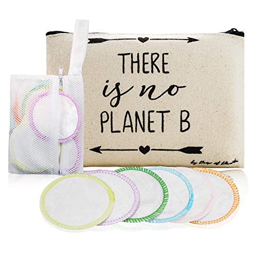 Reusable Makeup Remover Pads -Bamboo Holder, Laundry Bag & Travel Pouch - Washable Organic Cotton Pads for Face - Bamboo Reusable Cotton Rounds for Face (18 Pack, Multi-Color)