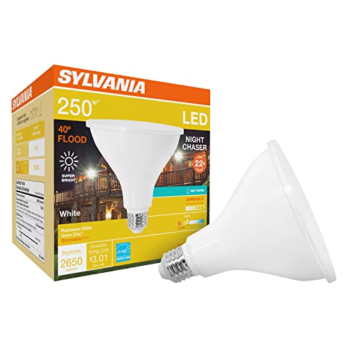 SYLVANIA Night Chaser LED PAR38 Light Bulb, 250W=25W, Dimmable, Super Bright 2650 Lumen, 3000K, Neutral White - 1 Pack (74793)