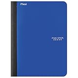 Five Star Composition Book, Notebook with Pockets, 100 Sheets, 9-3/4" x 7-1/2", Blue (09276AD2)