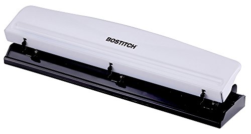 Bostitch 3 Hole Punch, 12 Sheets, White (KT-HP12-WHITE)