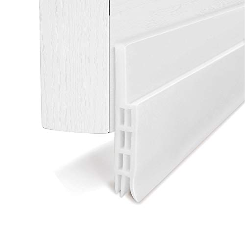 BAINING Door Draft Stopper Door Sweep for Exterior/Interior Doors, Weatherproofing Door Seal Strip Under Door Draft Blocker Seal, Soundproof Door Bottom Weather Stripping, 2" W x 39" L, White